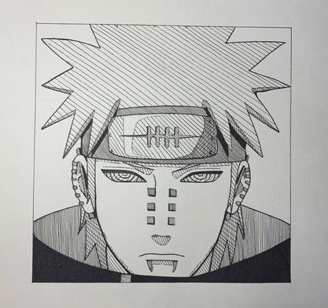 火影忍者佩恩怎么画